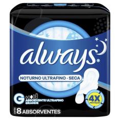 Absorvente Always Noturno Malha Seca com Abas Leve 8 Pague 7