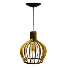 Luminária Lustre Pendente Madeira Redondo Munique 30Cm - Brovália