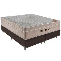 Cama Box Marrom e Colchão Airtech Spring Molas Ensacadas Queen Ortobom