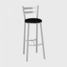 Banqueta Alta Cromada Verona Compoarte Cromado/Preto