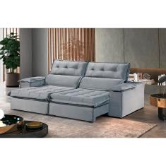 Sofá Retrátil E Reclinável Eros 2,90m 05 Lugares Txr Prata