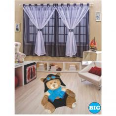 Kit Decoração P/ Quarto De Menino = Cortina Malha Juvenil + Tapete Pelucia Big Aviador - Marinho