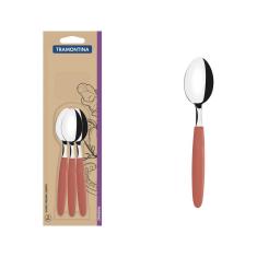 Conjunto De Colheres De Chá Tramontina Ipanema Em Aço Inox E Cabo Goiaba 3 Peças Tramontina