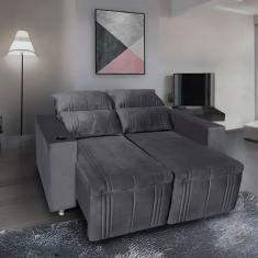 Sofá Retrátil E Reclinável 2 Lugares Madri Suede Cinza - Star Confort Cinza