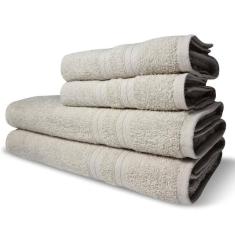 Jogo De Toalhas Luxo 4 Pçs Lisboa 2 Banho 2 Rosto Bege