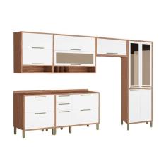 Kit Cozinha Completa 6 Peças Syrah (3 Armários 2 Balcões 1 Paneleiro) 6p01 Sevilha/branco - Ronipa