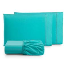 Jogo Lençol Queen 3 Peças 180 Fios Ponto Palito 100% Algodão - Hellen 