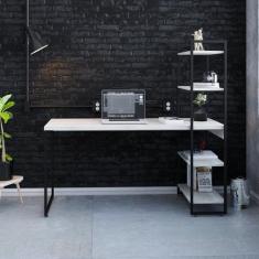 Escrivaninha Mesa Escritório com Estante Alta Estilo Industrial 150cm 