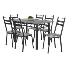 Conjunto De Mesa Itália Com 6 Cadeiras 1,40m Artefamol Granito / Dark,
