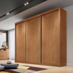 Guarda Roupa Casal Kiev 3 Portas de Correr 6 Gavetas MDF Cumaru