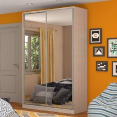 Guarda Roupa Solteiro com Espelho 2 Portas 3 Gavetas Nova Mobile Noce