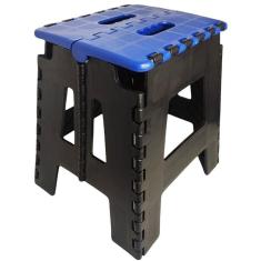 Banqueta Plástica Quadrada Dobrável Pescaria Jardim Azul