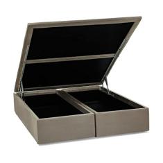 Base Baú Camurça Bege Queen (158x198x39)