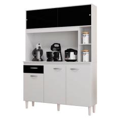 Cozinha Kit Duda 120 Cm Branco Preto - Poquema - Poquema Industria