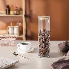 Porta mantimento redondo em vidro borossilicato com tampa em bambu 1,8L D10xA27,5cm