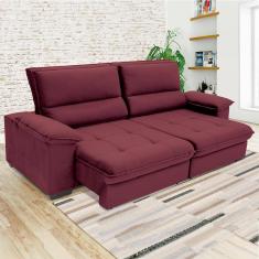 Sofá de 3 Lugares Linoforte Barcellos com 200 cm de Largura, Retrátil/Reclinável, com Revestimento em Tecido Suede