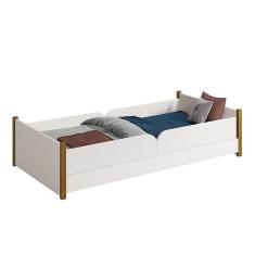 Cama Evolutiva Ravi com Pés Amadeirado, 2 Kits Grade Lateral Lisa e Colchão D20 - Reller Móveis