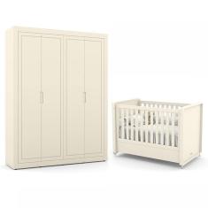 Jogo de Quarto Infantil Tutto New com Guarda Roupa 4 Portas e Berço - Matic Móveis