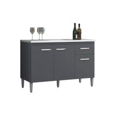 Balcão Cozinha Gabriela 120 cm Com Pés 3 Portas 1 Gaveta Cz - AJL Móveis