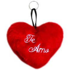 Almofada Coracao De Pelucia Chaveiro Vermelho - 12cm