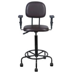 Cadeira caixa alta L duplo com braço  base semi  corano marrom