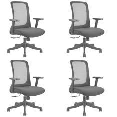 Conjunto com 4 Cadeiras para Escritório Diretor Boston Office Nr17 Preto