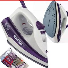 Ferro de Passar Roupa Black Decker a Vapor 1200w FX1000-BR Branco e Roxo Base antiaderente