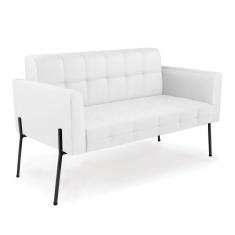 Sofá Namoradeira 2 Lugares Base Pé De Ferro Preto Elisa Corino D03 - D`rossi Cor Branco