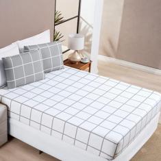 Jogo De Cama King Dupla Face Grid Micro Percal 200 Fios Austin 3 Pçs C