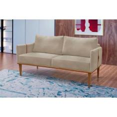 Sofá Namoradeira Milla Base em Madeira Maciça Castellar Móbile, Off Wh