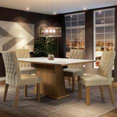 Conjunto Sala de Jantar Madesa Grazi Mesa Tampo de Vidro com 4 Cadeira