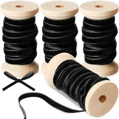 Chuangdi Fita de veludo de Natal de 1/10.2 cm x 15yd fita de tecido de Natal grinalda de Natal decoração vintage com carretel de veludo enfeites de Natal fita de veludo para embrulhar laços de