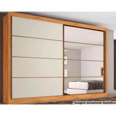 Guarda Roupas 2 Portas de Correr e 6 Gavetas c/ 1 Espelho Sevilha Peroba/Off White/Peroba - Europa