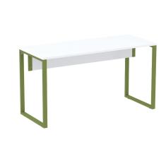 Mesa Escritório P25 TUB Pandin 150 cm (Larg) Tampo MDP Branco Pé Aço Tubular Verde Mirô