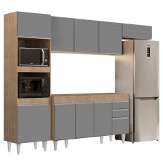 Armário de Cozinha Modulada 4 Peças CP10 Balcão Castanho/Cinza - Lumil