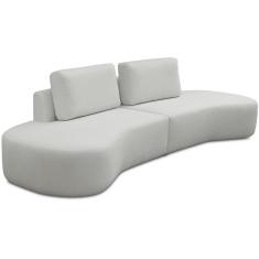 Sofá 3 Lugares Orgânico Sala De Estar Living 210cm Louise D06 Veludo Bege - Lyam Decor