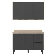 Cozinha Modulada Composição 10 Firenze 2 Peças Avena/Grafito - Demóbil
