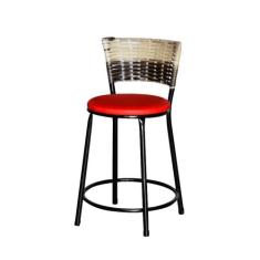 Banqueta Baixa Ratan Hawai Preta Cappuccino Premium - Lamar Design, Ve