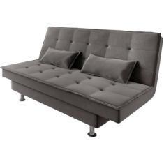 Sofá Cama Bicama 3 lugares Saloma R5031 com 2 almofadas em tecido velu