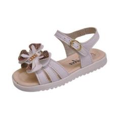 Sandália Papete Infantil Menina Raniel Laço Duplo Branca-Feminino