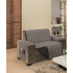 Capa Para Sofa 2 Lugares Dupla Face Impermeável Cinza Preto