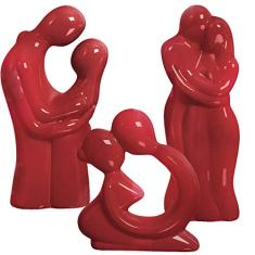 Trio De Esculturas Ceramicas Pegorin Vermelho
