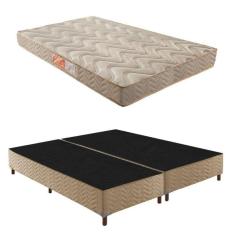 Box Queen Florença 42x158x198cm com Colchão Queen Unique D33 Duoface 20x158x198cm Rustico Bege