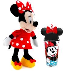 Pelucia Minnie de 45cm com Som e Falas em Portugues Disney e Copo com Orelhas