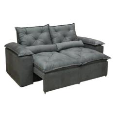 Sofá Retrátil e Reclinável 3 lugares Cinza 2m de largura e 1,60 aberto