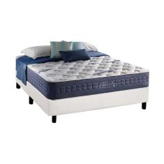 Cama Box Casal: Colchão Molas Ensacadas Anjos Masterpocket Blue Sea + Base Branco(138X188)