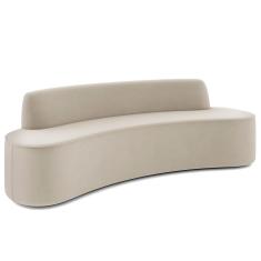 Sofá 3 Lugares Curvo Sala De Estar Living Cancún D02 Veludo Bege 180 Cm C-309