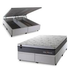 Conjunto Box Baú Benton Cinza 193x203x78 c/ Molas Ensacadas - King Hou