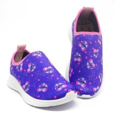 Tênis Infantil Menina Calce Fácil Estampa Divertida Escolar-Feminino