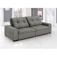 Sofá Retrátil e Reclinável 5 Lugares Veludo Aquarius 280cm Cinza Chumb